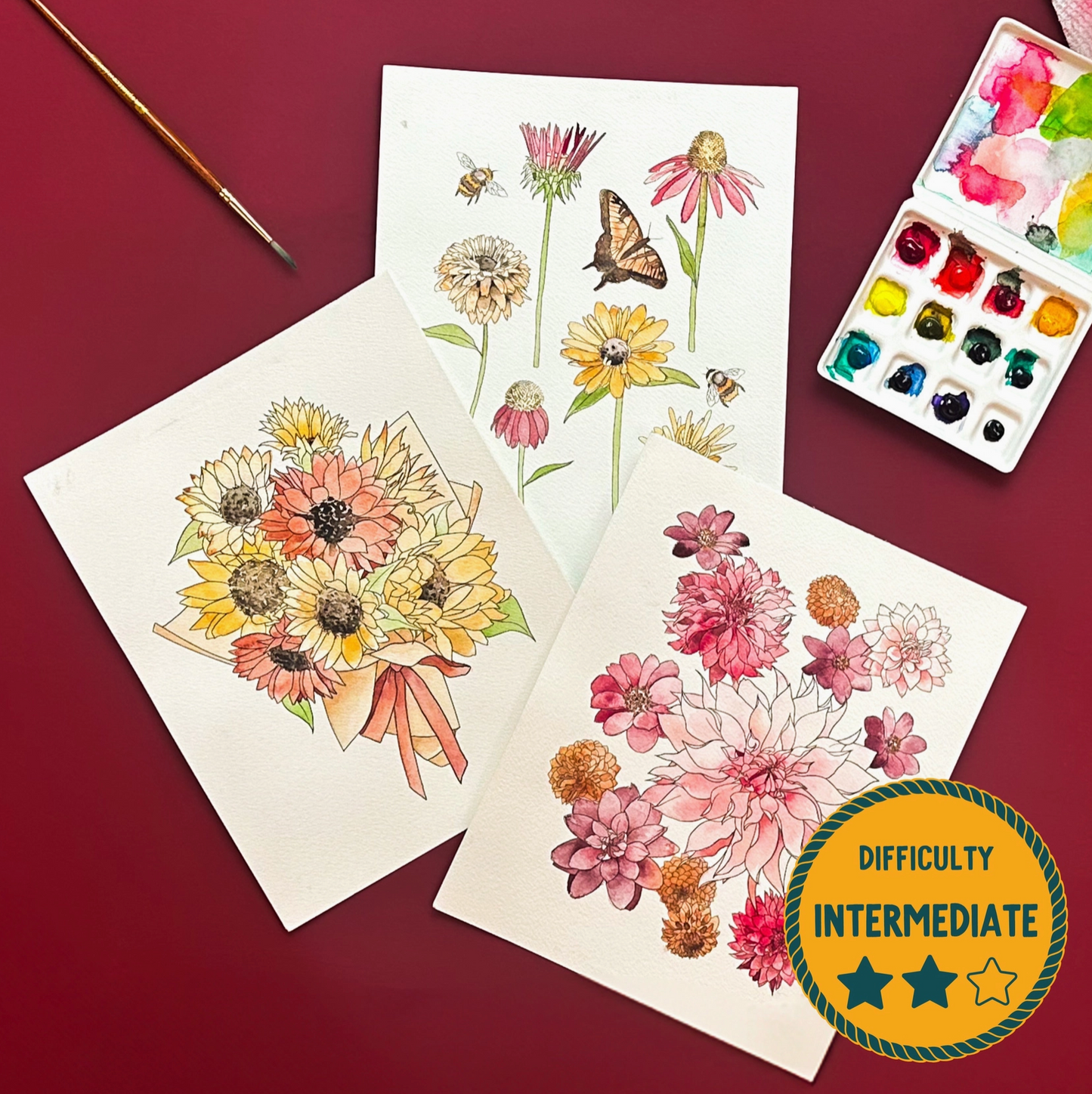 Florals Watercolor Painting Kit