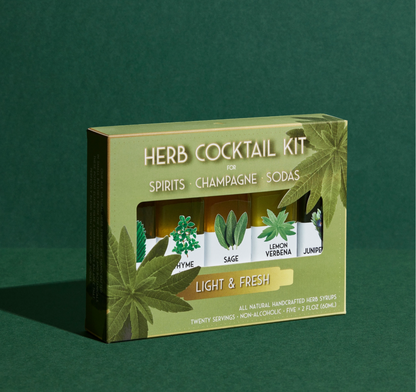 Light & Fresh Herb Cocktail Kit. 5-Pack Herb Syrups.