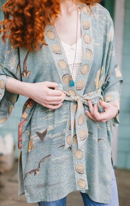 Sunrise & Seagulls Mid-Length Kimono